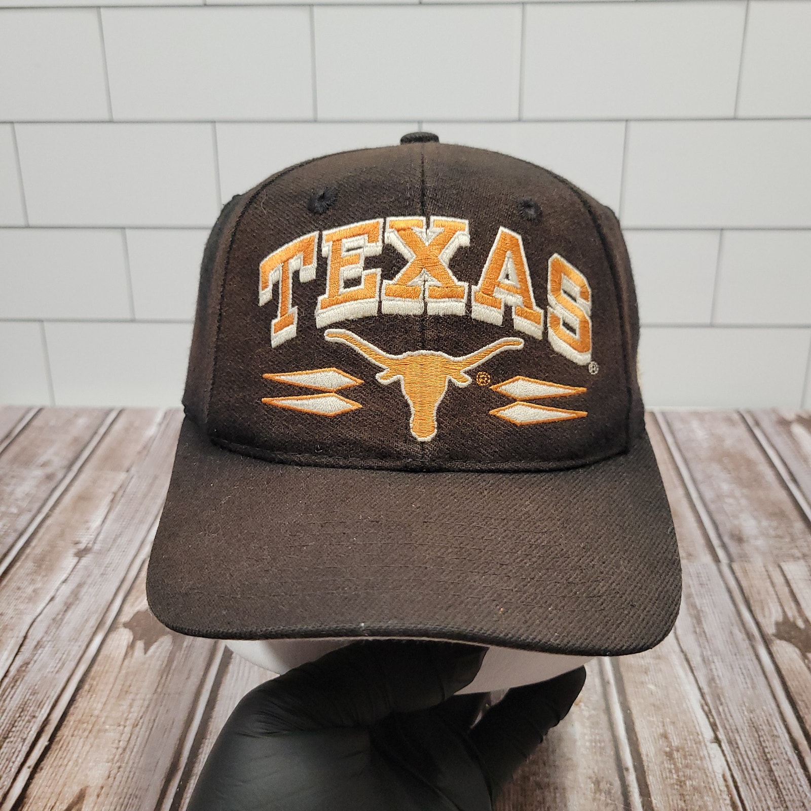 Vintage Texas Longhorns Logo Athletic Spike Snapback Hat Faded Wool Blend